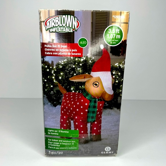 Gemmy Holiday Gemmy Inflatable Goat In Pajamas With Scarf And Santa